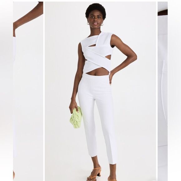 NWT SPANX WHITE SLIM STRAIGHT ANKLE PANT SIZE SM PETITE RETAIL $148 NON SEE THRU - Picture 1 of 12